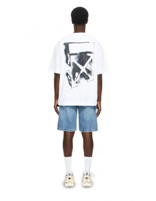 Tricou OFF WHITE, 3D Spray Arrow Skate T-shirt, Alb - OMAA120S26J00I100