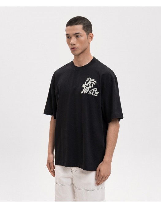 Tricou OFF WHITE, White logo attached, Negru - OMAA120S26J00M001