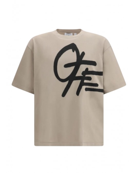 Tricou OFF WHITE, Spray Logo Skate T-shirt, Beige - OMAA120S26J00T250