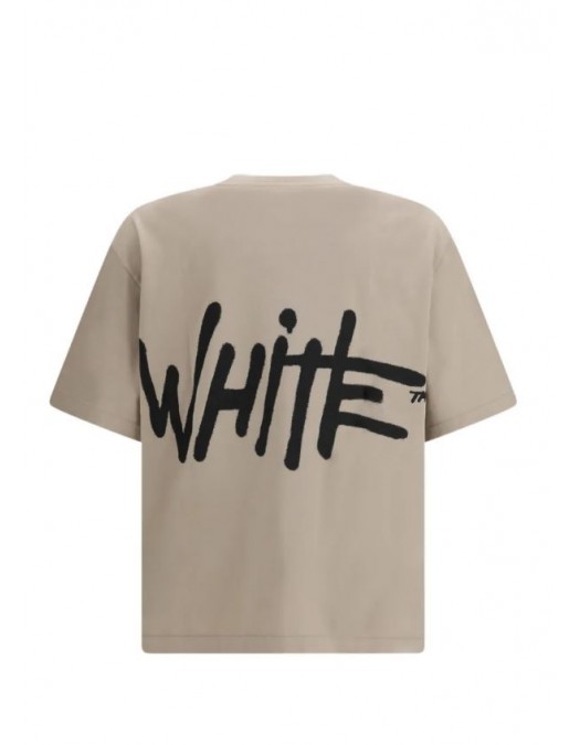 Tricou OFF WHITE, Spray Logo Skate T-shirt, Beige - OMAA120S26J00T250