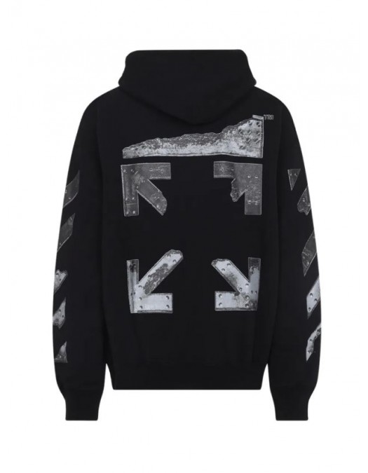 Hanorac OFF WHITE, Black hooded sweatshirt with logo print - OMAA120S26J00Y100