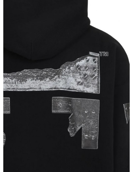 Hanorac OFF WHITE, Black hooded sweatshirt with logo print - OMAA120S26J00Y100