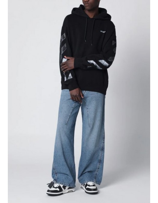 Hanorac OFF WHITE, Black hooded sweatshirt with logo print - OMAA120S26J00Y100