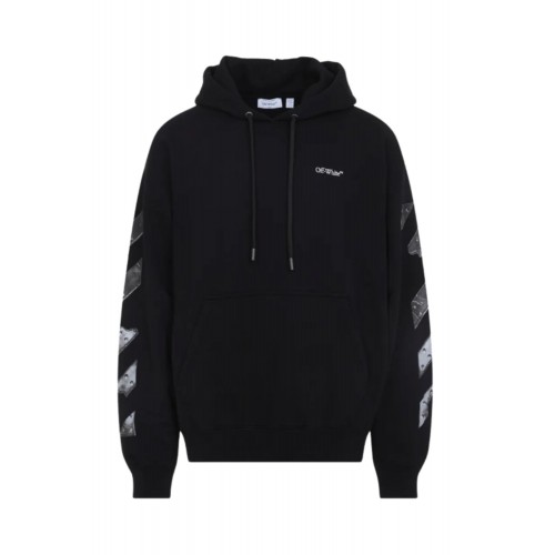 Hanorac OFF WHITE, Black hooded sweatshirt with logo print