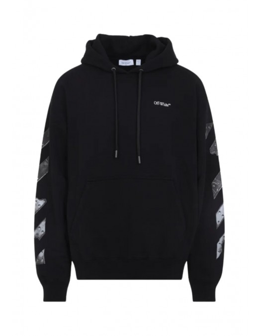 Hanorac OFF WHITE, Black hooded sweatshirt with logo print - OMAA120S26J00Y100