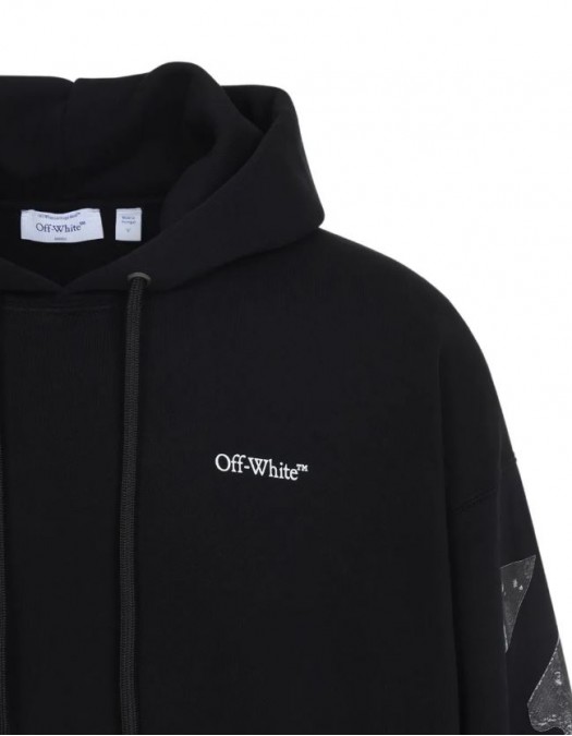 Hanorac OFF WHITE, Black hooded sweatshirt with logo print - OMAA120S26J00Y100