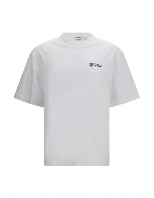 Tricou OFF WHITE, script skate T-shirt, Alb - OMAA120S26J01D100