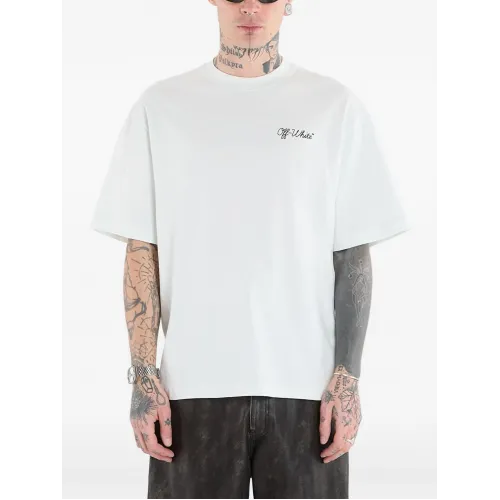 Tricou OFF WHITE, script skate T-shirt, Alb