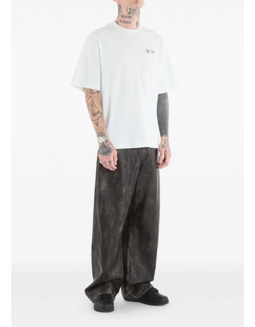 Tricou OFF WHITE, script skate T-shirt, Alb - OMAA120S26J01D100