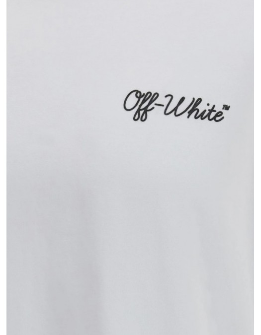 Tricou OFF WHITE, script skate T-shirt, Alb - OMAA120S26J01D100