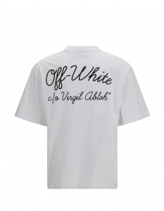 Tricou OFF WHITE, script skate T-shirt, Alb - OMAA120S26J01D100