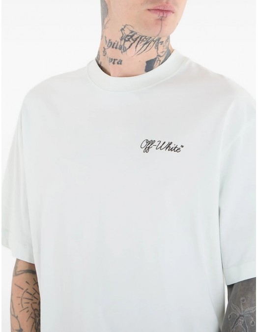 Tricou OFF WHITE, script skate T-shirt, Alb - OMAA120S26J01D100