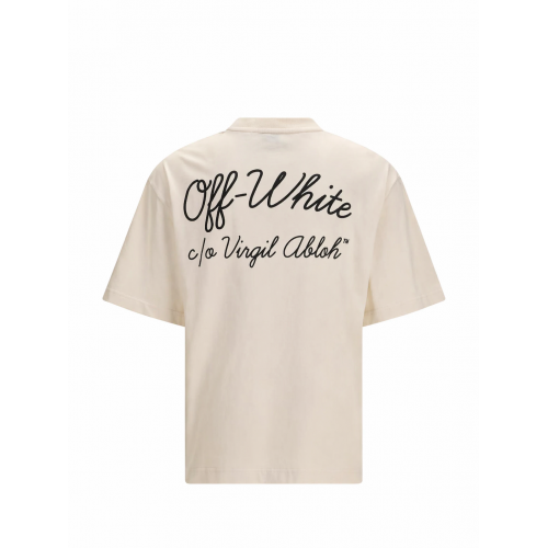 Tricou OFF WHITE, script skate T-shirt, Cream