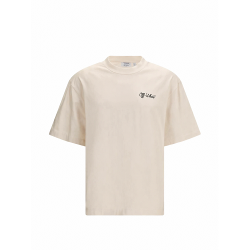 Tricou OFF WHITE, script skate T-shirt, Cream