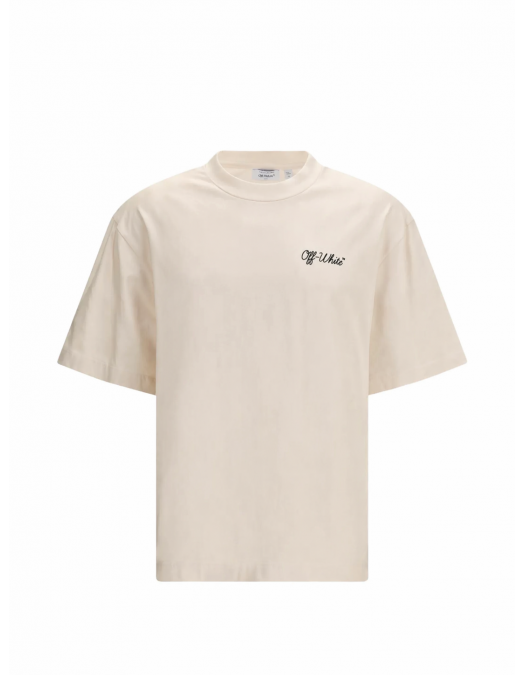Tricou OFF WHITE, script skate T-shirt, Cream - OMAA120S26J01D270