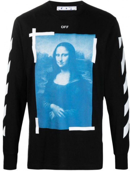 Bluza OFF White, Imprimeu Mona Lisa, Black - OMAB001R21JER0021001