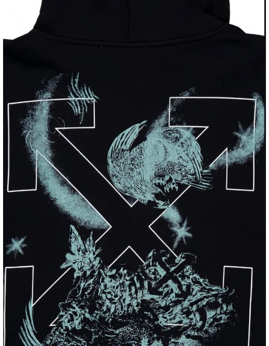 Hanorac OFF WHITE, Moon Skate Print, Negru - OMBB085S26F00E001