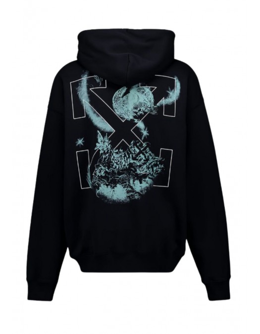 Hanorac OFF WHITE, Moon Skate Print, Negru - OMBB085S26F00E001