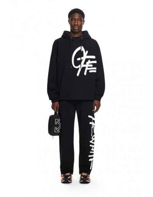 Hanorac OFF WHITE, Spray Logo Loose Hoodie, Negru - OMBB12MS26F007001