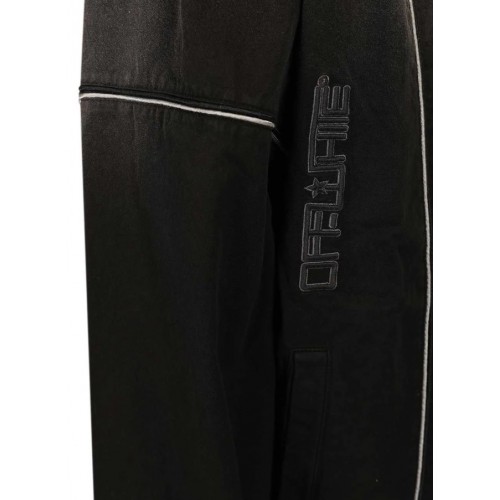 Jacheta OFF WHITE, Logo Embroidered Zip-Up Jacket