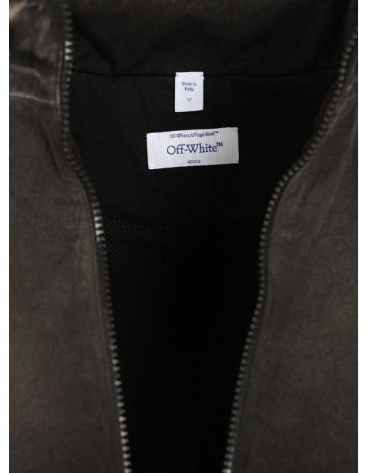 Jacheta OFF WHITE, Logo Embroidered Zip-Up Jacket - OMBD05MS26F002001