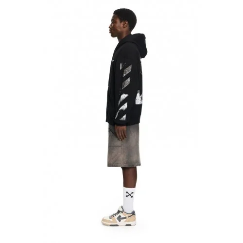 Hanorac OFF WHITE, Metal Arrow Skate Zip Hoodie, Negru
