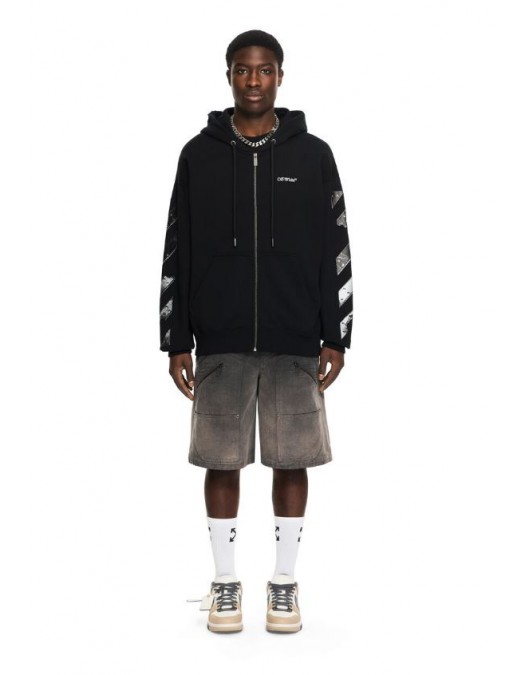Hanorac OFF WHITE, Metal Arrow Skate Zip Hoodie, Negru - OMBE015S26F001001