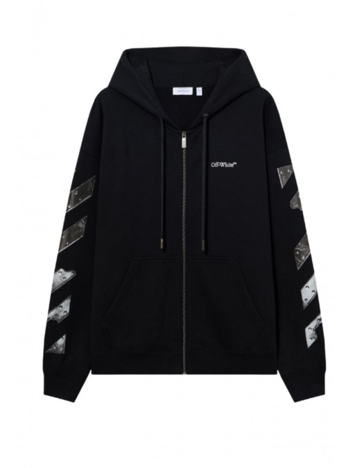 Hanorac OFF WHITE, Metal Arrow Skate Zip Hoodie, Negru - OMBE015S26F001001