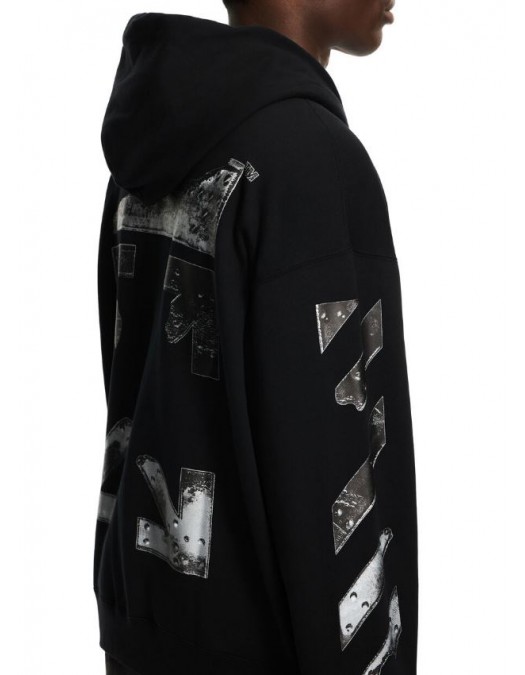 Hanorac OFF WHITE, Metal Arrow Skate Zip Hoodie, Negru - OMBE015S26F001001