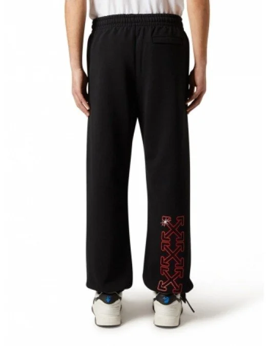 Pantaloni OFF WHITE Black, Hands Off-print  Red - OMCH029F21FLE0021025