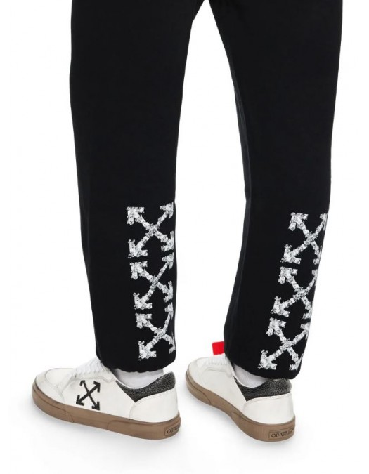 Pantaloni OFF WHITE, Heraldic Arrow Cuffed Sweatpant, Negru - OMCH057S26F003001