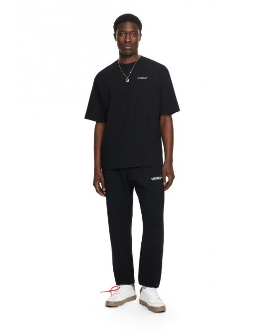 Pantaloni OFF WHITE, Heraldic Arrow Cuffed Sweatpant, Negru - OMCH057S26F003001