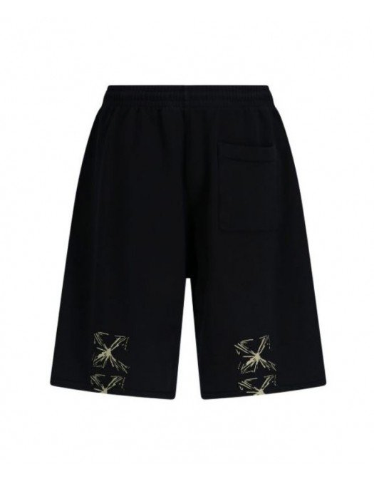 Pantaloni Scurti OFF WHITE, Beige Arrows Print, Negru - OMCI013S23FLE001101