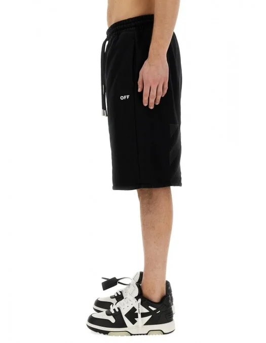 Pantaloni Scurti OFF WHITE, Logo Embroidered Drawstring Shorts - OMCI013S24FLE0021001 Pantaloni Scurti OFF WHITE, Logo Embroidered Drawstring Shorts - OMCI013S24FLE0021001