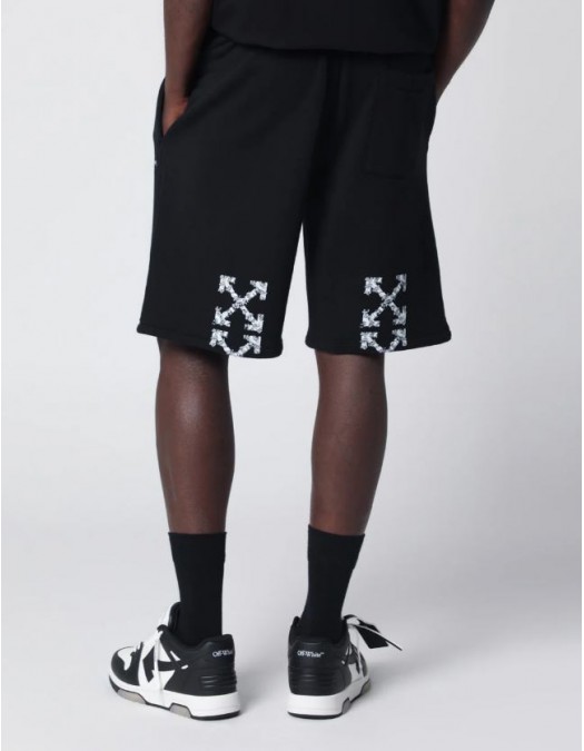 Pantaloni scurti OFF WHITE, Heraldic Arrow Print, Negru - OMCI013S26F001001