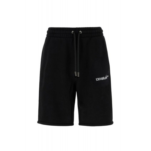 Pantaloni scurti OFF WHITE, Heraldic Arrow Print, Negru