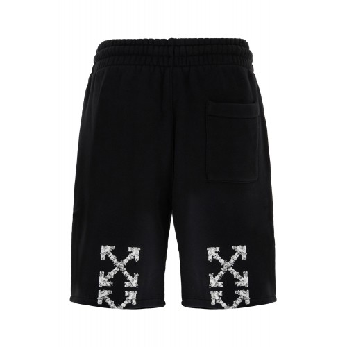 Pantaloni scurti OFF WHITE, Heraldic Arrow Print, Negru