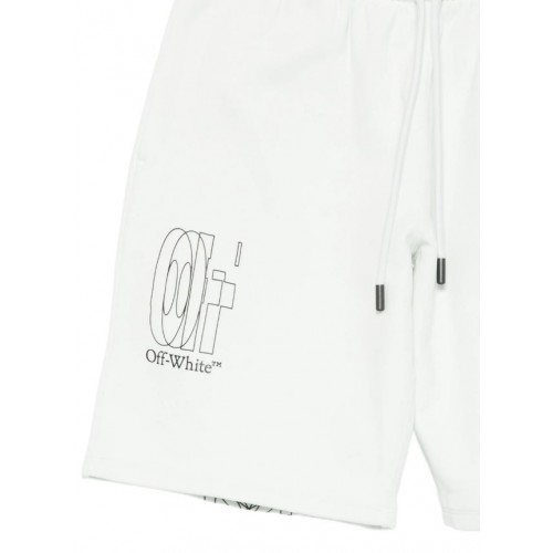 Bermude OFF WHITE, Logo Detailed Drawstring Shorts, Alb