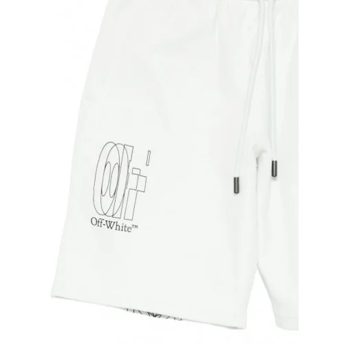 Bermude OFF WHITE, Logo Detailed Drawstring Shorts, Alb