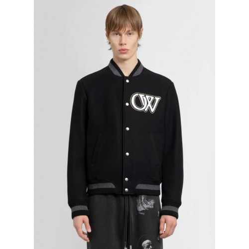 Jacheta OFF WHITE,  Varsity Black Bomber Jacheta OFF WHITE,  Varsity Black Bomber