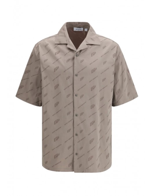 Camasa OFF WHITE,  Jacquard Bowling Shirt, Beige - OMGG01FS26FAB00820