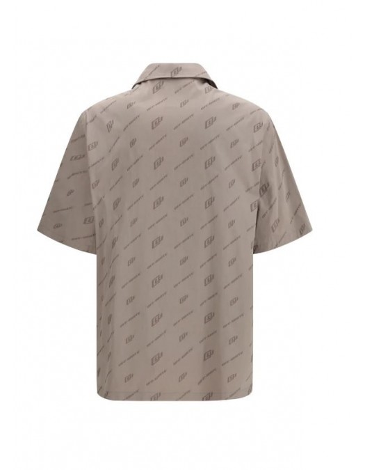 Camasa OFF WHITE,  Jacquard Bowling Shirt, Beige - OMGG01FS26FAB00820
