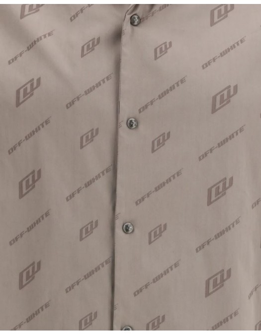 Camasa OFF WHITE,  Jacquard Bowling Shirt, Beige - OMGG01FS26FAB00820