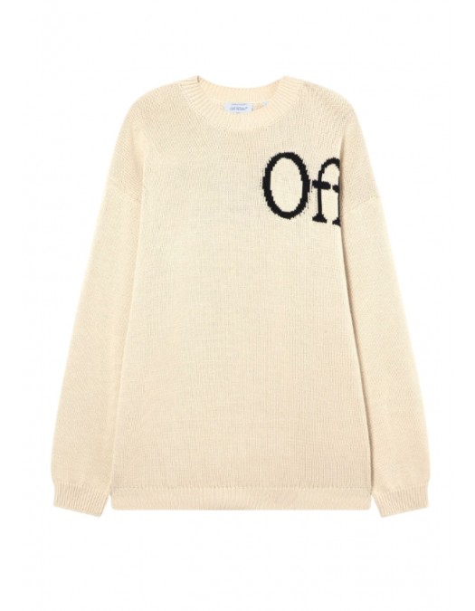 Pulover OFF WHITE, Bookish Shared Crewneck Sweater, Alb - OMHE20QS26K001110