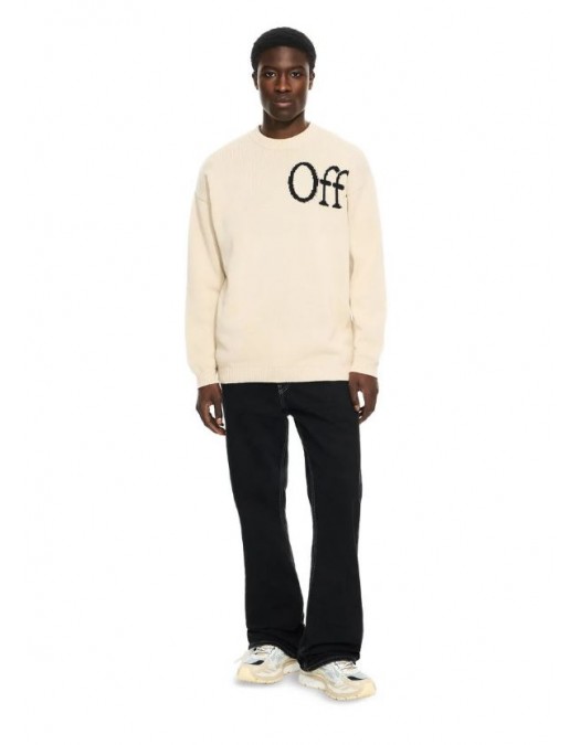 Pulover OFF WHITE, Bookish Shared Crewneck Sweater, Alb - OMHE20QS26K001110