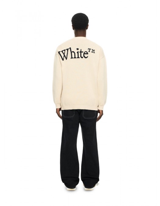 Pulover OFF WHITE, Bookish Shared Crewneck Sweater, Alb - OMHE20QS26K001110