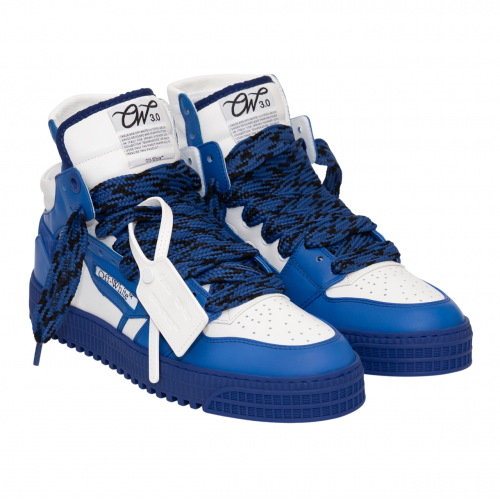 Sneakers OFF WHITE, 3.0 Off Court, Logo Patch, Electric Blue Details, White Sneakers OFF WHITE, 3.0 Off Court, Logo Patch, Electric Blue Details, White