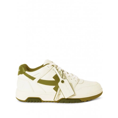 Sneakers OFF WHITE, Out of Office, Men, Olive Details, White Sneakers OFF WHITE, Out of Office, Men, Olive Details, White