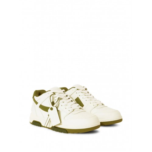 Sneakers OFF WHITE, Out of Office, Men, Olive Details, White Sneakers OFF WHITE, Out of Office, Men, Olive Details, White
