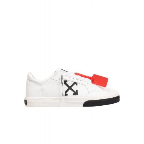 Sneakers OFF WHITE, White Vulc Low Leather Sneakers with Emblem